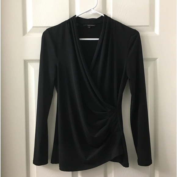 Elegantly Draped Long-sleeved Top - Picture 1 of 6